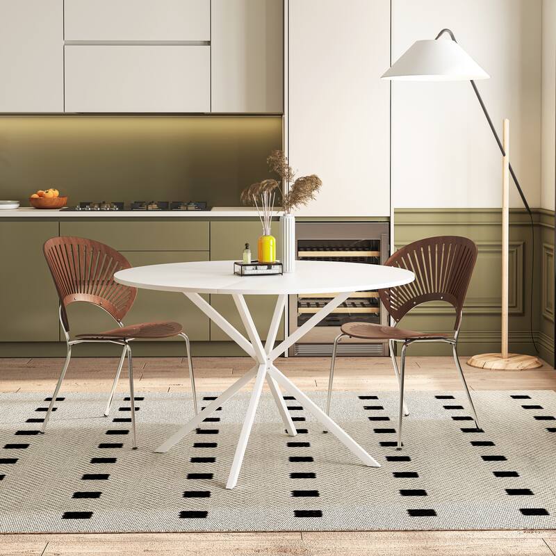 47.24'' Modern Cross Leg Round Dining Table - White