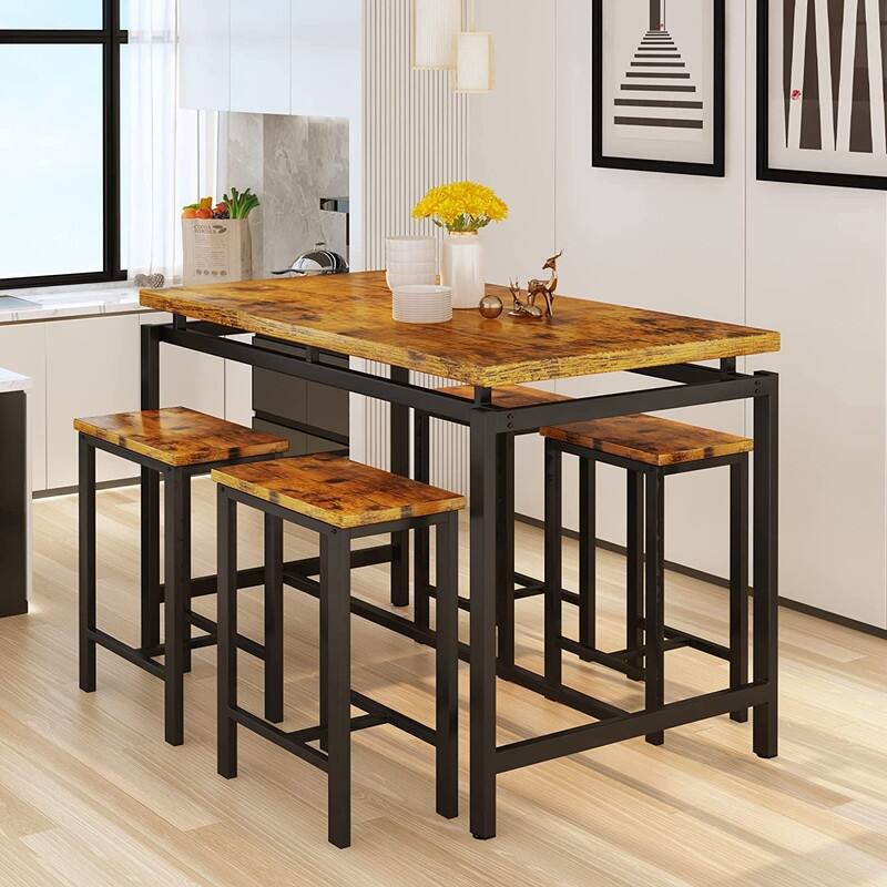 Mieres Modern Farmhouse Counter Height Pub 5-piece Dining Set