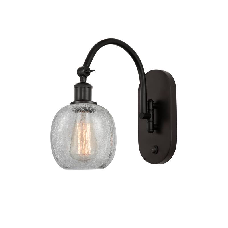 Innovations Lighting Ballston Belfast - 1 Light 6" Sconce - Arm Swivels Side To Side - Oil Rubbed Bronze/Clear Crackle
