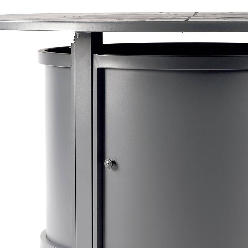 Aluminum Outdoor 44 in. Round Propane Fire Table with Fire Beads, Lid and Fabric Cover, 57,000 BTUs in Antique Copper Finish