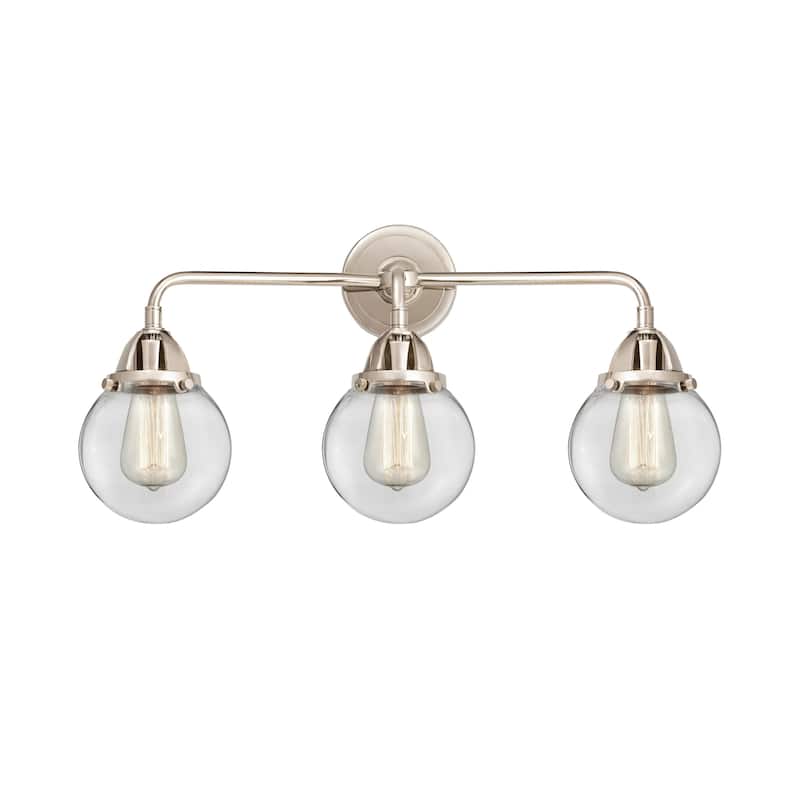 Innovations Lighting 288-3W-10-24 Beacon Vanity Beacon 3 Light 24" - Polished Nickel / Clear