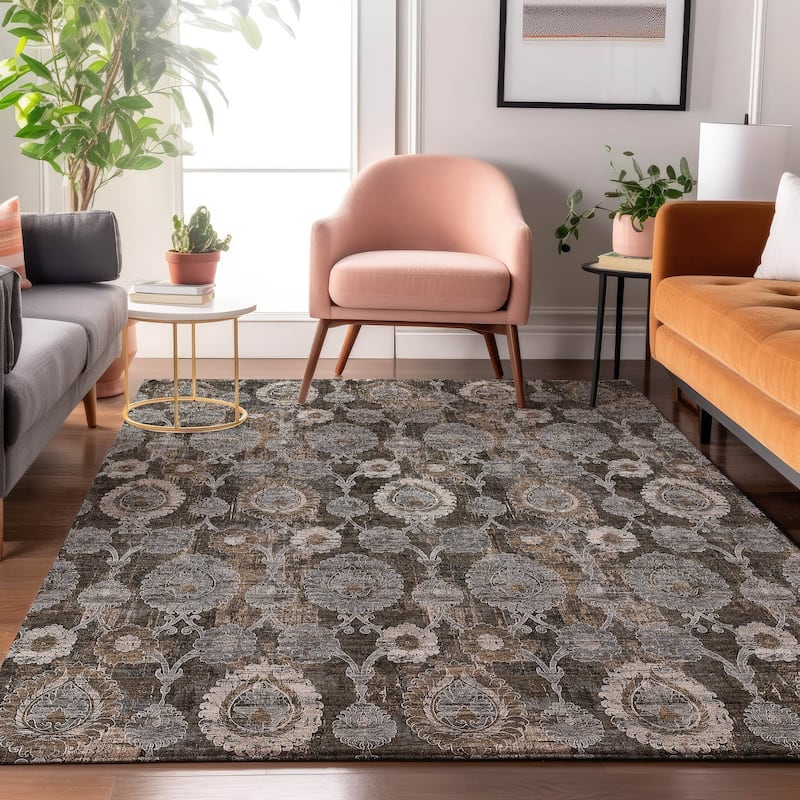 Premium Washable Super Soft Traditional Olivia Mayfield Rug - Chocolate - 8' x 10' - Rectangle
