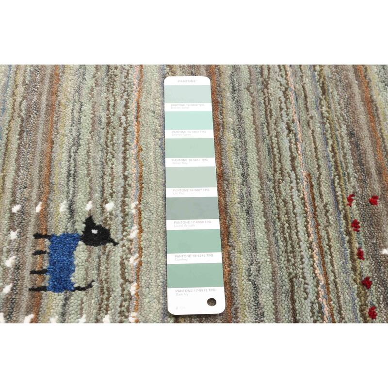ECARPETGALLERY Hand Loomed Kashkuli Gabbeh Light Green Wool Rug - 3'2 x 4'11