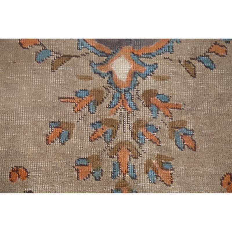 Brown Tabriz Persian Vintage Area Rug Handmade Wool Carpet - 8'3"x 11'3"