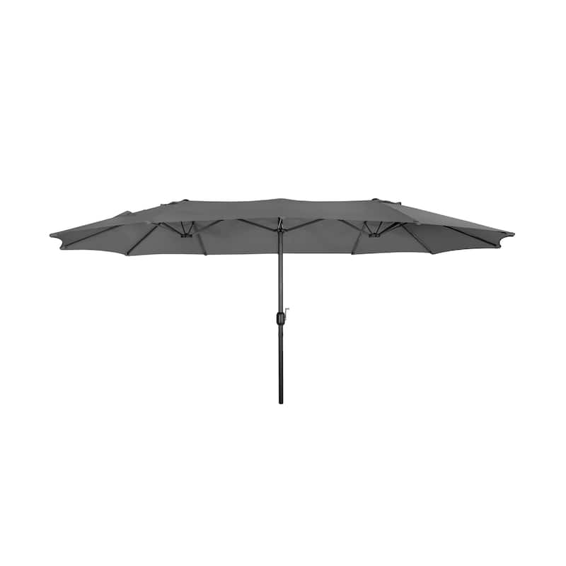 Johnn 15-foot Double-Sided Outdoor Offset Patio Twin Umbrella - Gray