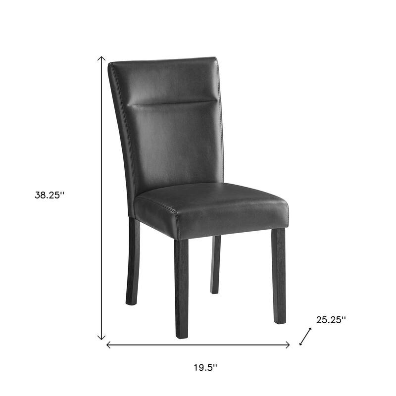 HomeRoots Set of Two Charcoal and Black Faux Leather And Wood Dining Side Chairs - 19.50 in. x 38.25 in. x 25.25 in.