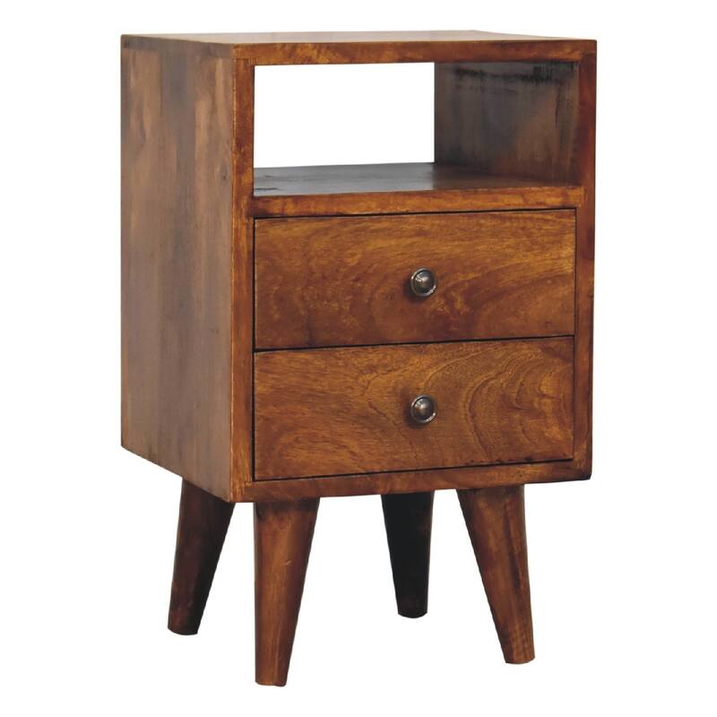 Mid Century Modern Style Drawer Nightstand With Open Shelf,Wooden