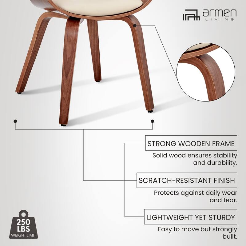 Adalyn Mid Century Modern Faux Leather and Wood Upholstered Dining Chair