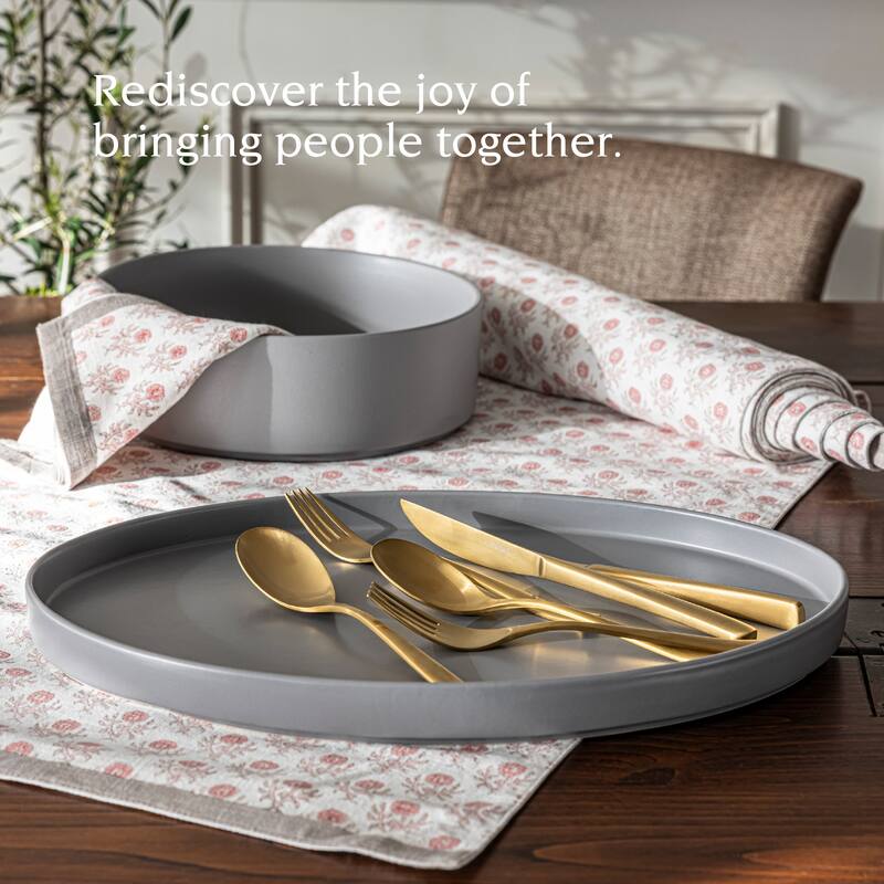 over&back Stackable Semi-Matte Stoneware Oval Serving Platter