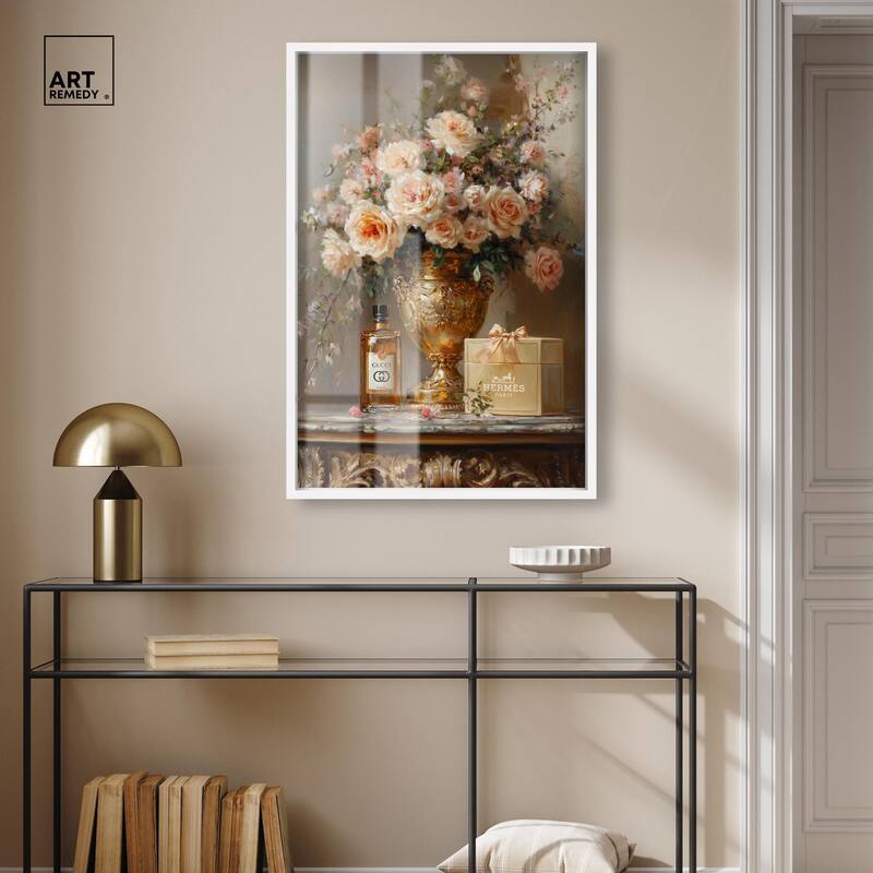 Classical Vase Tans and Floral Shadowbox by Art Remedy