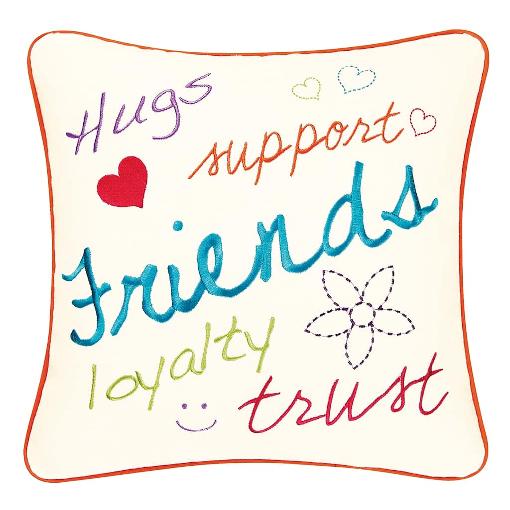 16" x 16" Friends Blue Embroidered Pillow