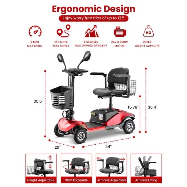 dimension image slide 0 of 2, Folding Mobility Scooter for Adult