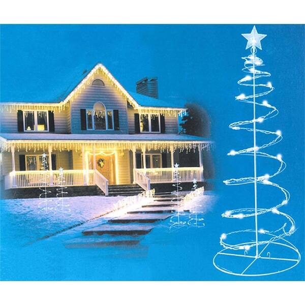 Shop Set Of 2 Cool White Led Lighted Outdoor Spiral Christmas