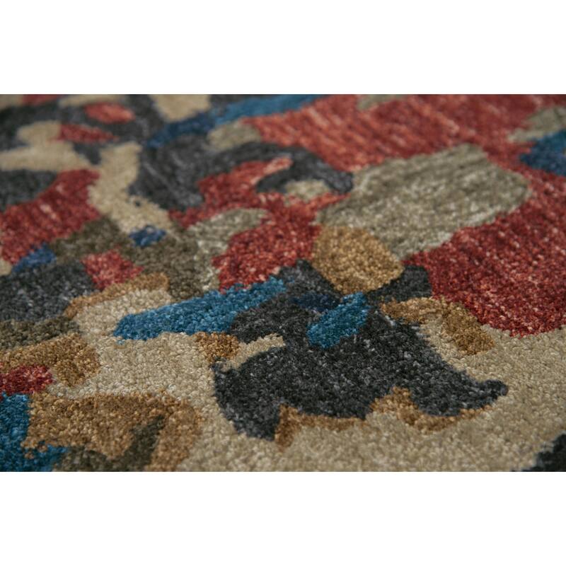 Alora Decor Vivid Beige, Teal, Rust, and Grey Hand-tufted Abstract Rug