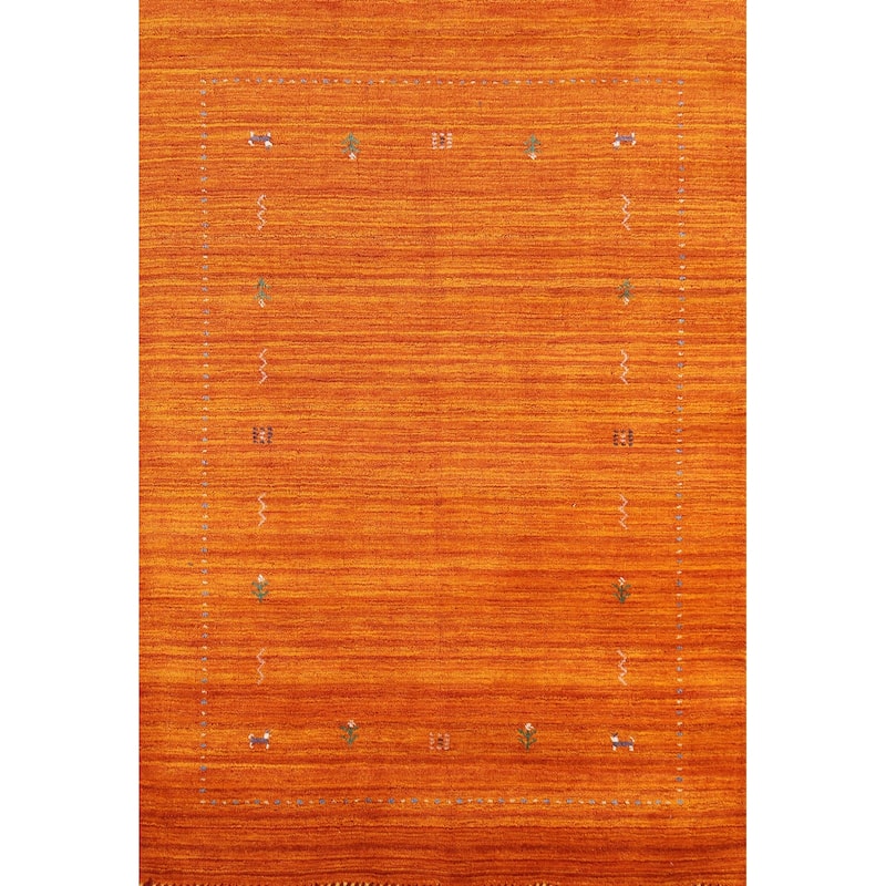 Hand Knotted Oriental 100% Wool Carpet Tribal Tribal Oranges & Rust Gabbeh Area Rug - 5' 10'' X 3' 11''