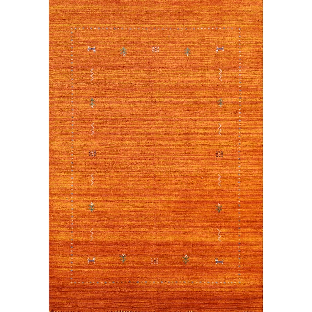 Hand Knotted Oriental 100% Wool Carpet Tribal Tribal Oranges & Rust Gabbeh Area Rug - 5' 10'' X 3' 11''