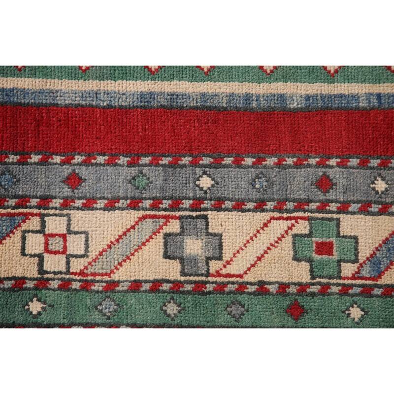 Kazak Area Rug Hand-Knotted Oriental Beige Wool Carpet - 5'0" x 6'10"