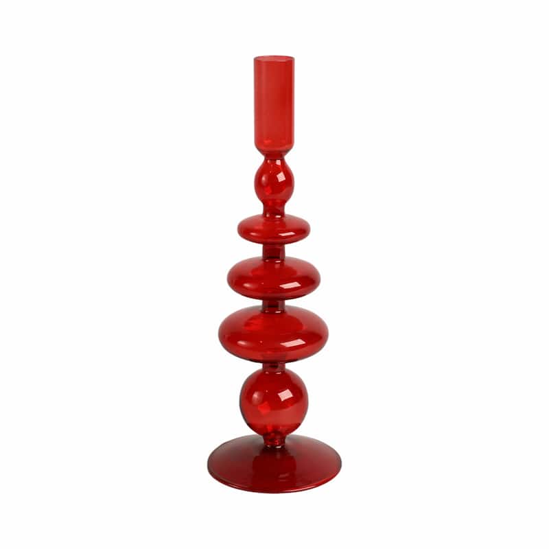 Sculptural Glass Candle Holder with Rounded Accent Base - Modern Tabletop Candle Holder for Any Room