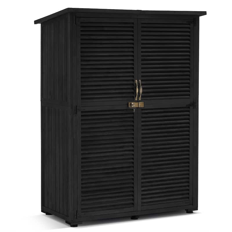 MCombo Outdoor Storage Cabinet Shed, Shuttered Doors with Lock, Wooden 0709 / 0808 / 1900