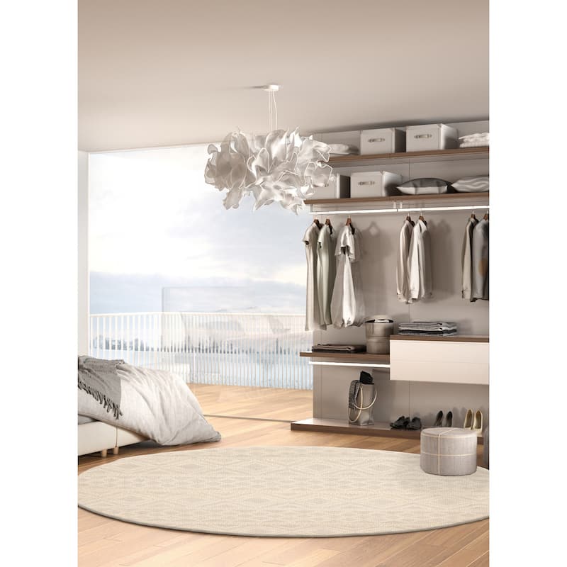 ECARPETGALLERY Braid weave Sienna Cream Wool Rug - 5'11 x 5'11