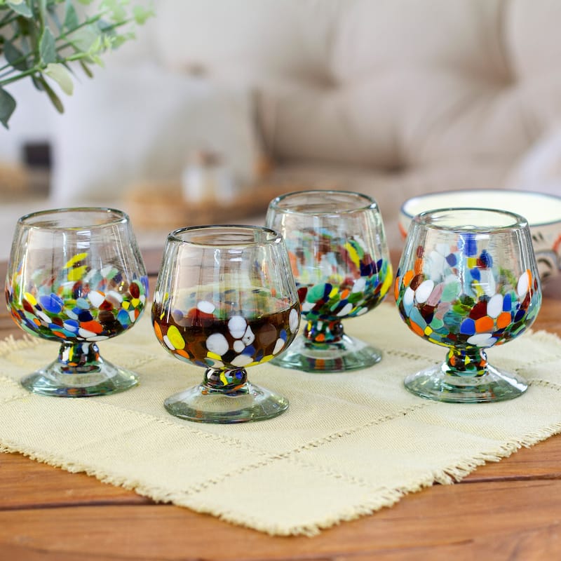 Novica Handmade Chromatic Ceremony Handblown Glass Goblets (Set Of 4)