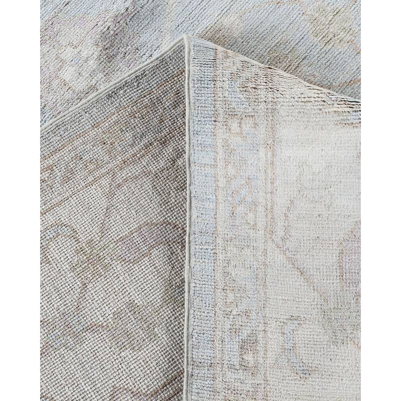 Floral One-of-a-Kind Hand-Knotted Area Rug - Light Blue - 8' 2" x 9' 6"