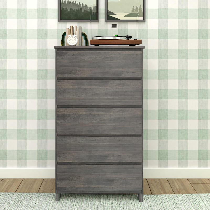 Max and Lily Farmhouse 5-Drawer Dresser - Driftwood