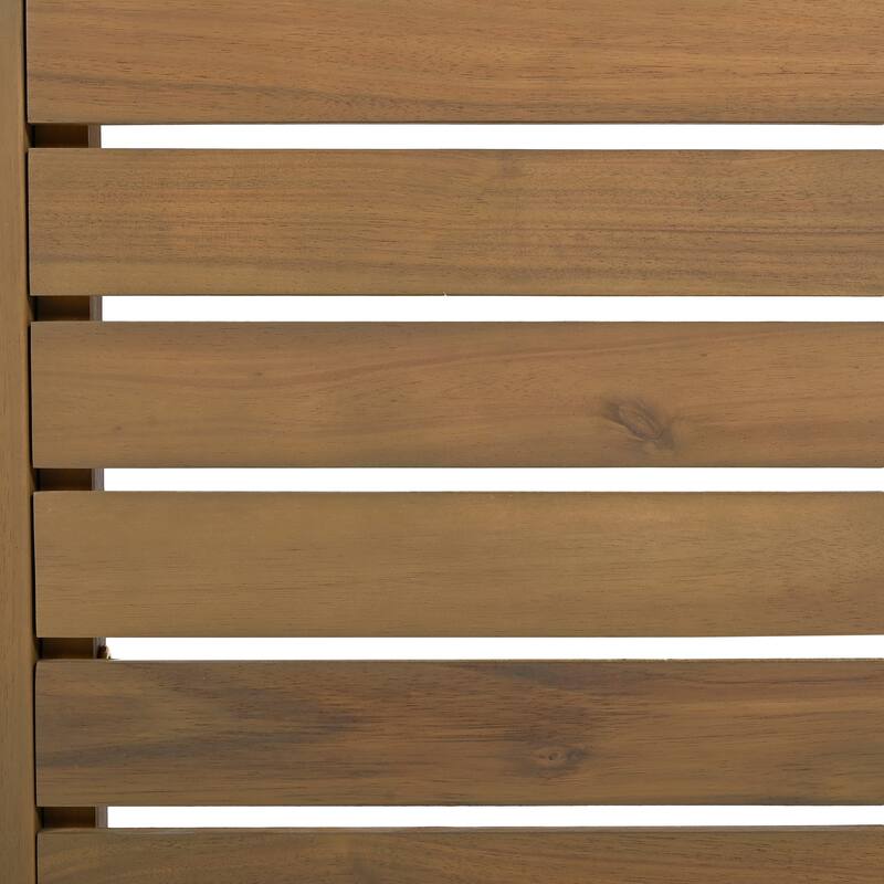 Anmytek Solid Acacia Wood C Shaped Side Table with Slatted Top Natural Finish Indoor Outdoor End Table for Sofa Patio Balcony