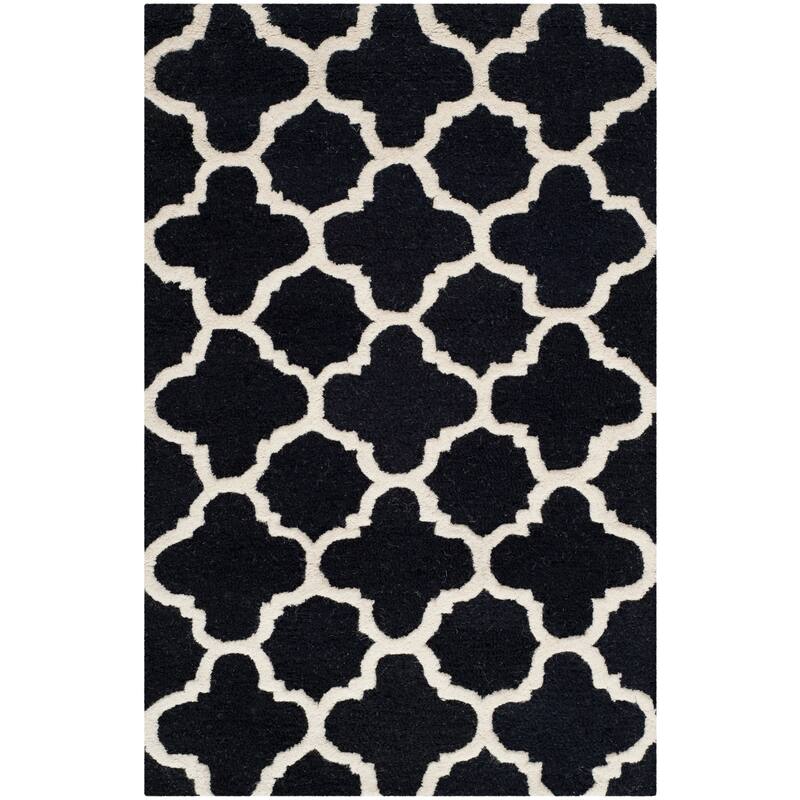SAFAVIEH Handmade Cambridge Touria Modern Moroccan Wool Rug - 2'6" x 4' - Black/Ivory