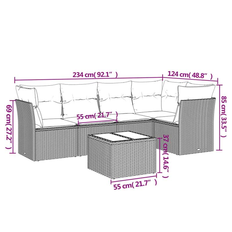 vidaXL Garden Sofa Set Grey PE Rattan Large Modular Garden Sofa Set - 21.7 x 21.7 x 14.6