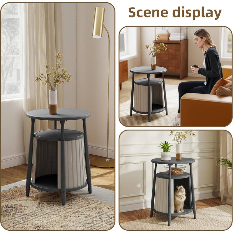 Decksplore Side Table with Storage All-Weather Resin Living Room, Bedroom, Balcony, Reading Room (Black)