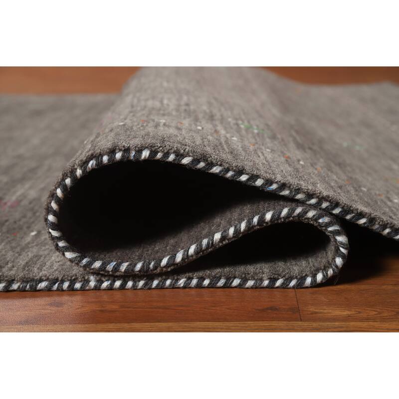 Hand Knotted Oriental 100% Wool Carpet Tribal Tribal Greys & Charcoal Gabbeh Area Rug - 7' 8'' X 5' 0''