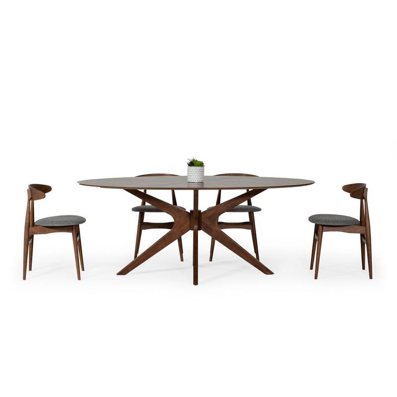 Modrest Prospect Modern Oval Walnut Dining Table