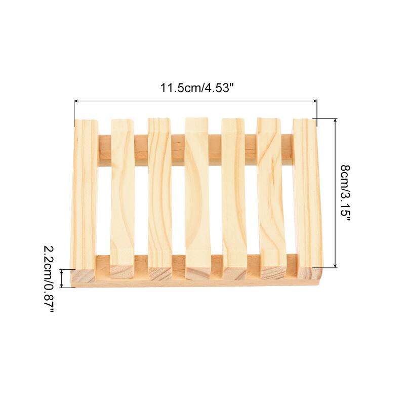 Wooden Soap Tray, Wooden Soap Dish, Self Draining Soap Holder - Wood Color - 2Pcs
