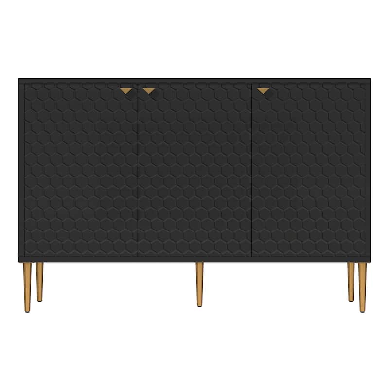 3 Door Glossy Storage Locker Accent Cabinet/Buffet