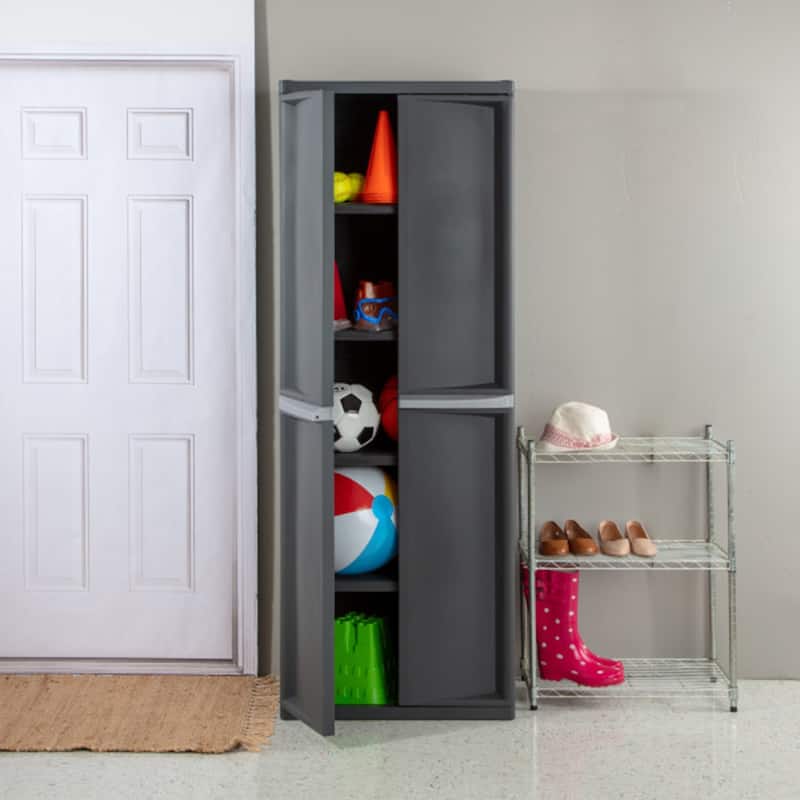 Sterilite Storage Cabinet, Garage, Pantry, & Kitchen Organizer, 4 Shelves, Gray - 1 Pack