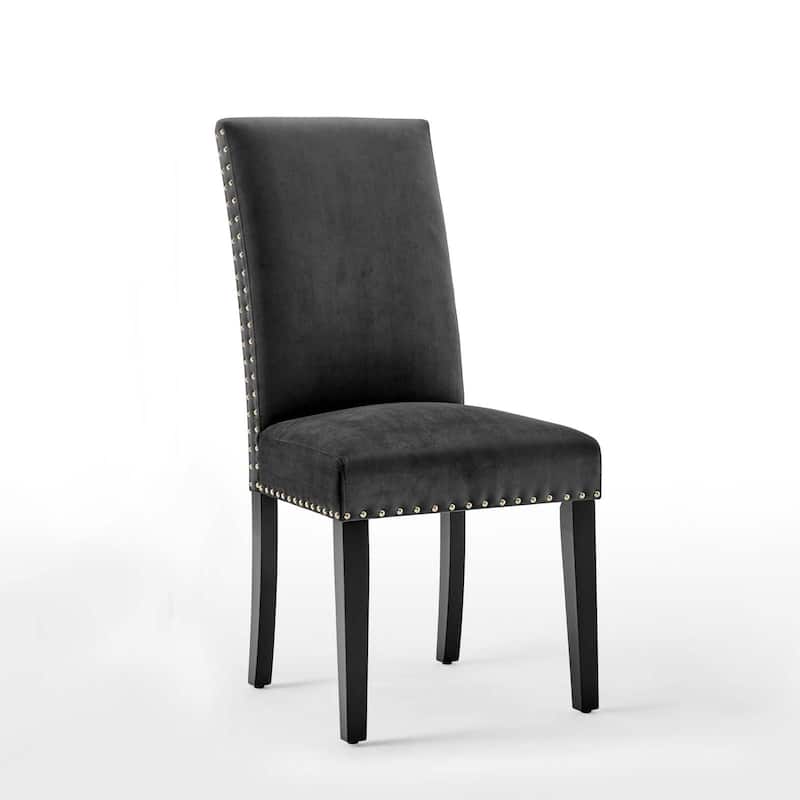 Silver Orchid Lind Velvet Nailhead Trim Dining Side Chairs (Set of 2)