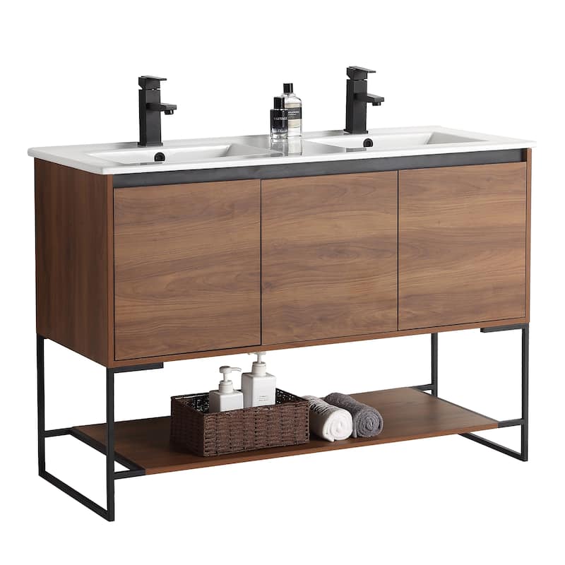Fine Fixtures Urbania Collection Bathroom Vanity - 48" - Double Sink - Walnut