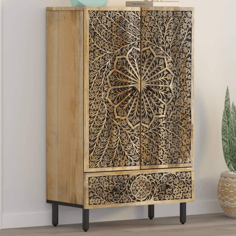 vidaXL Highboard 23.6"x13"x39.4" Solid Wood Mango - 23.6" x 13" x 39.4"