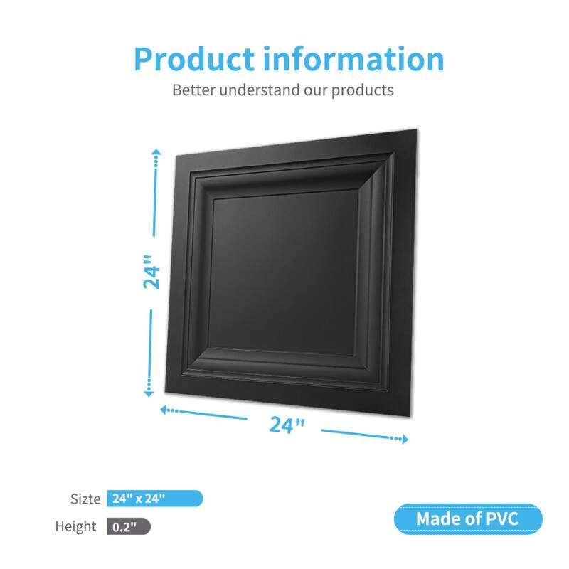 Art3d PVC Drop Ceiling Tile 3D Wall Paneling,12 Pack Cover 48Sq.Ft.