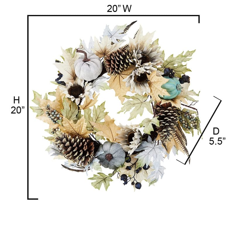 24 Inch Rustic Sunflower, Pumpkin Wreath
