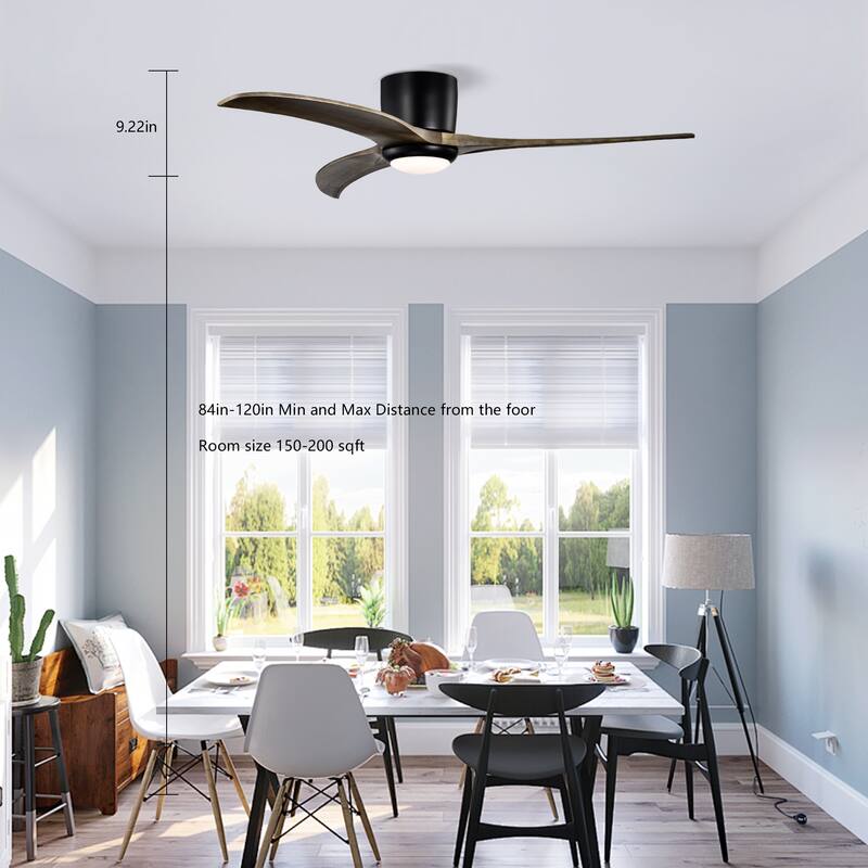 Sofucor 52 Inch Dimmable Fandelier with Light and Remote,Low Profile Flush Mount Ceiling Fan Wooden Chandelier Fan - 52 Inches