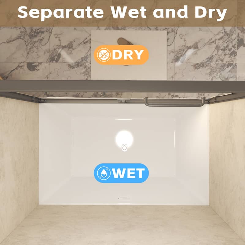 60" W × 60" H Framed Double Sliding Shower Door with Stainless Steel Handle