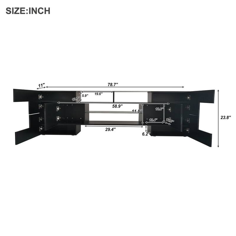 Merax TV Stand with 2 Illuminated Glass Shelves, High Gloss Entertainment Center for TVs Up to 80" - n/a