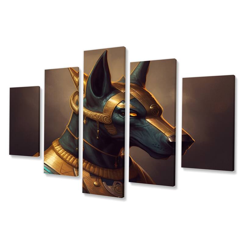 Designart "Vintage Anubis Ancient Egyption Jackal God IX" Egyptian Woman Multipanel Canvas Art Print set