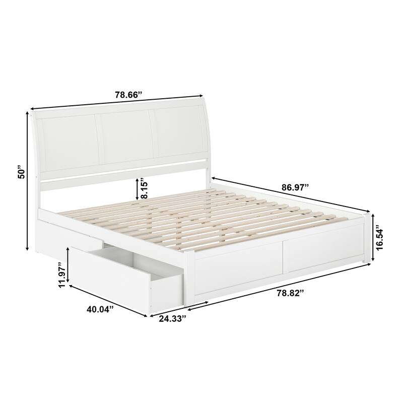 Portland Platform Bed with Footboard and Storage Drawers