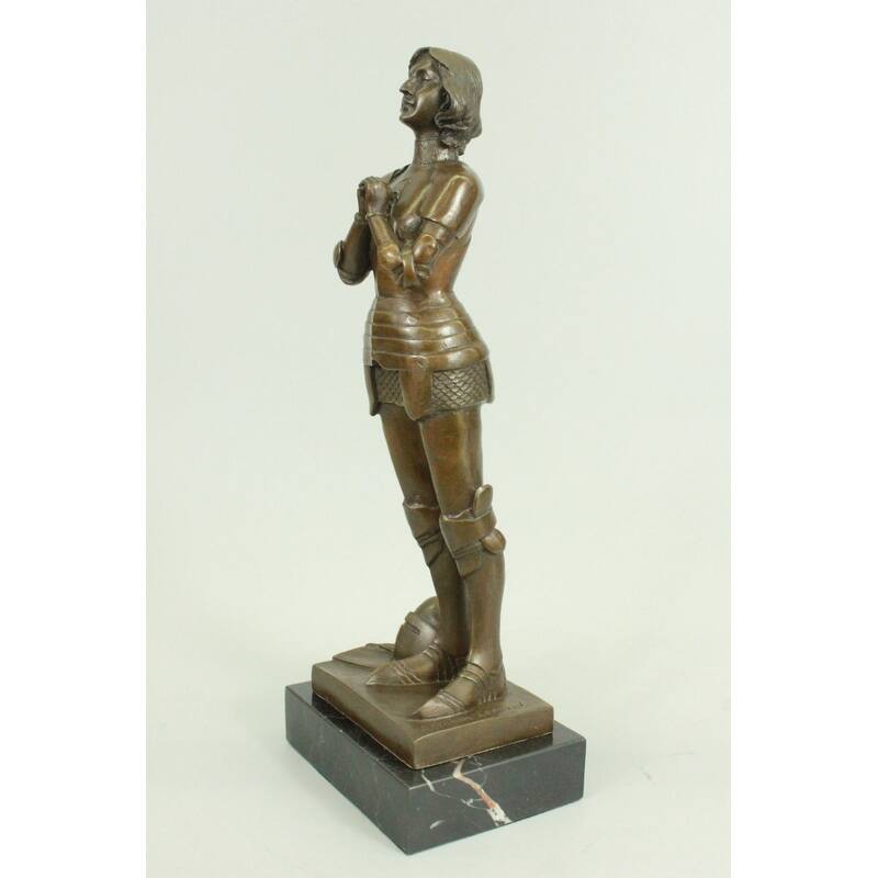 Signed Leonard Joan Of Arc Bronze Marble Sculpture Hot Cast Home Decor Figurine