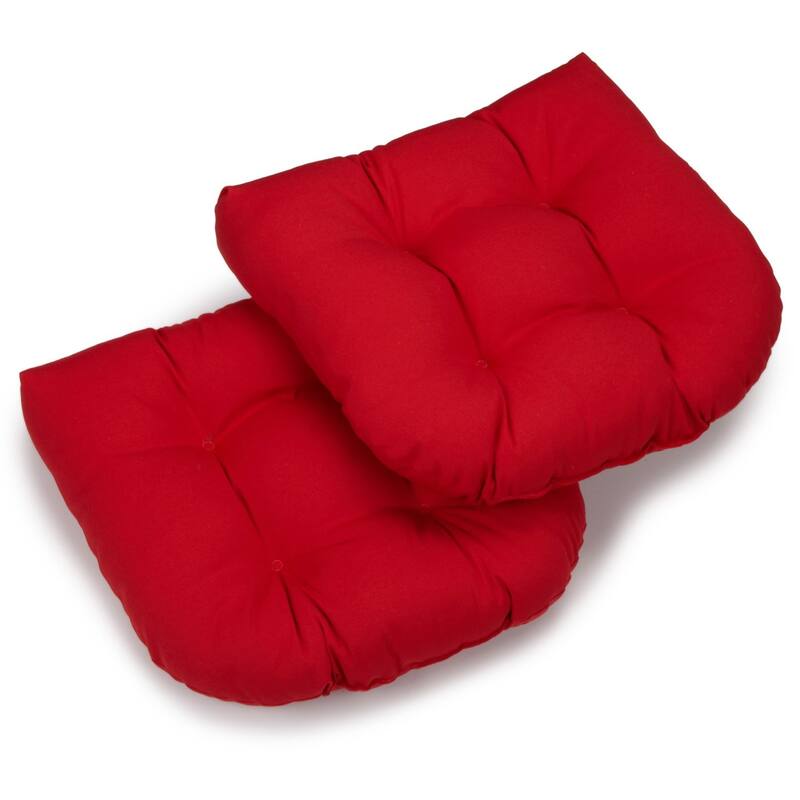 19-inch Twill U-shaped Chair Cushion (Set of 1, 2, or 4) - 19 x 19 - Set of 2 - Red