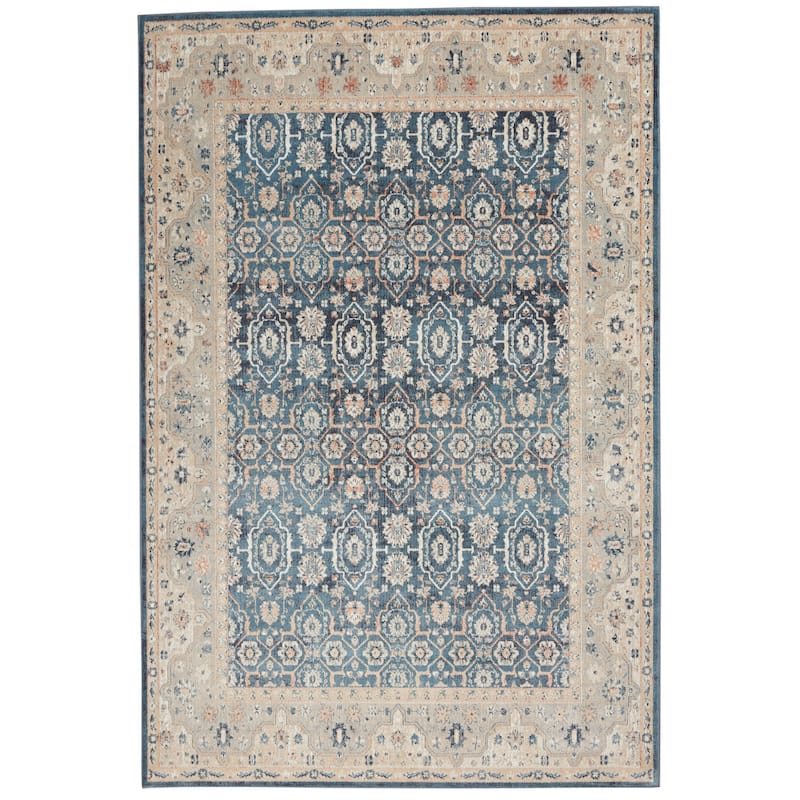 Malta Vintage Bordered Area Rug - 3'11" x 5'7" - Blue/Grey - Rectangle