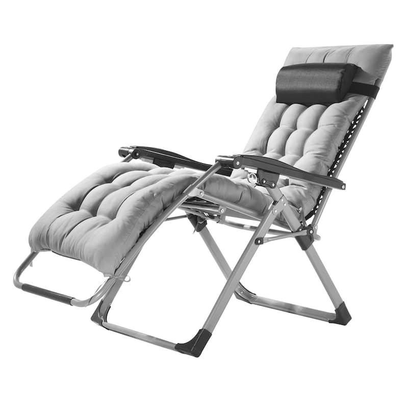 26 Inch Zero Gravity Recliner Lounge Chair with Triangle Frame and Removable Cushion Seat - 34.05 x 25.39 x 43.7 in